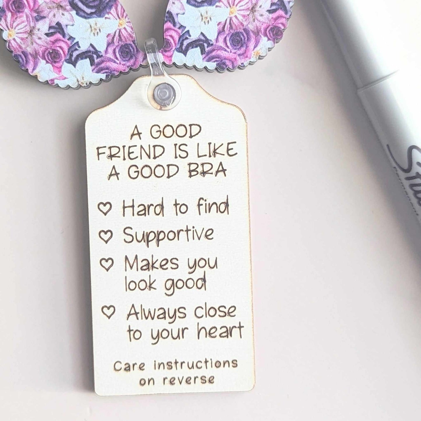 A Good Friend is Like A Good Bra Christmas Ornament. Christmas "Ho Ho Ho" Pattern Bra