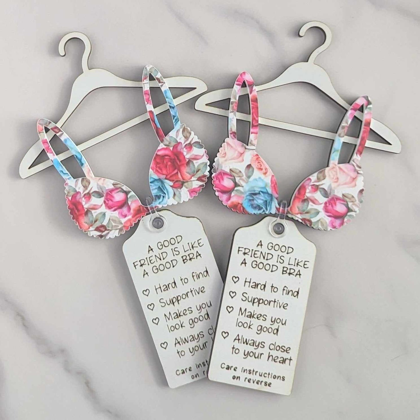 A Good Friend is Like A Good Bra Christmas Ornament. Christmas "Ho Ho Ho" Pattern Bra