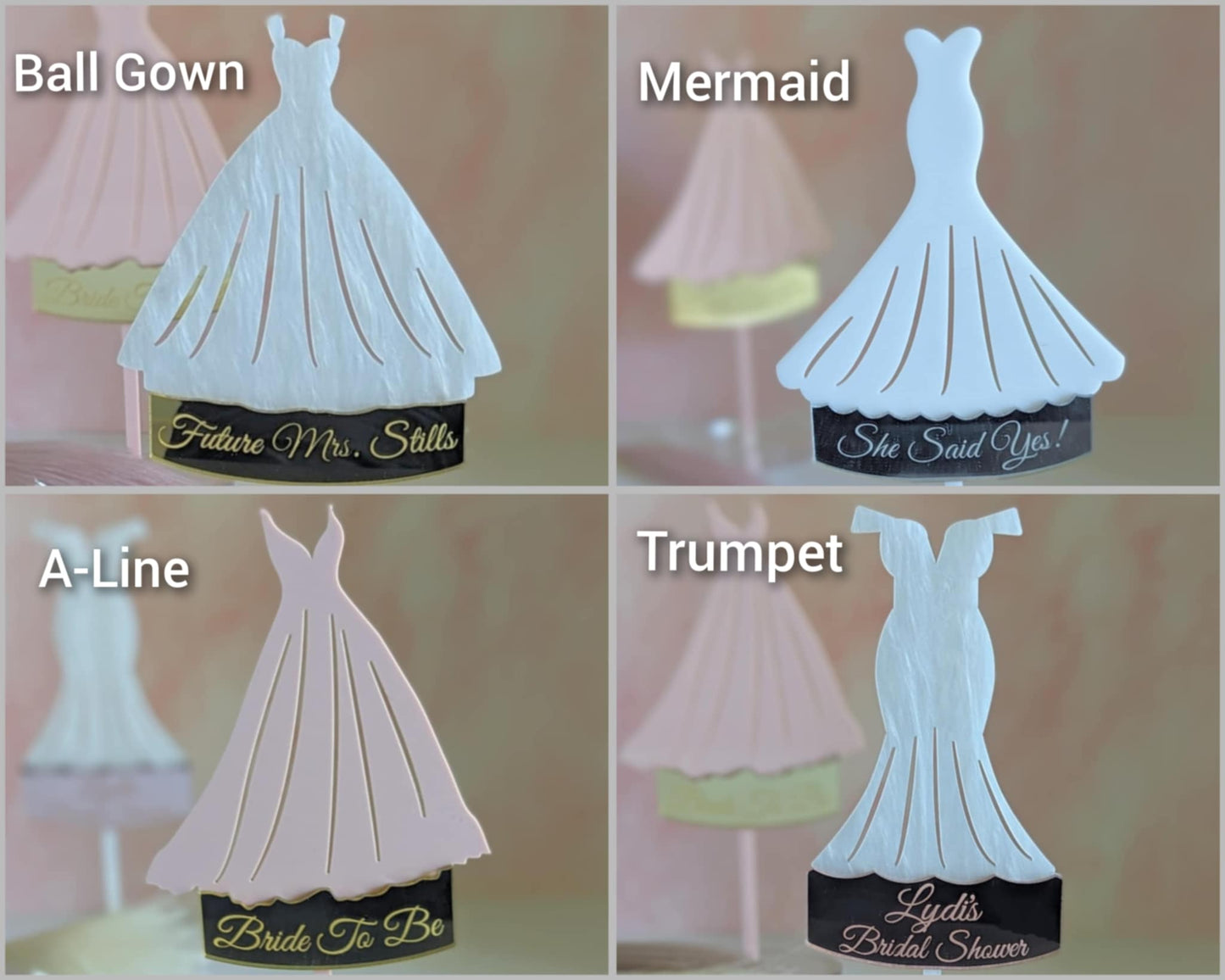 Trumpet Wedding Dress Cake Topper
