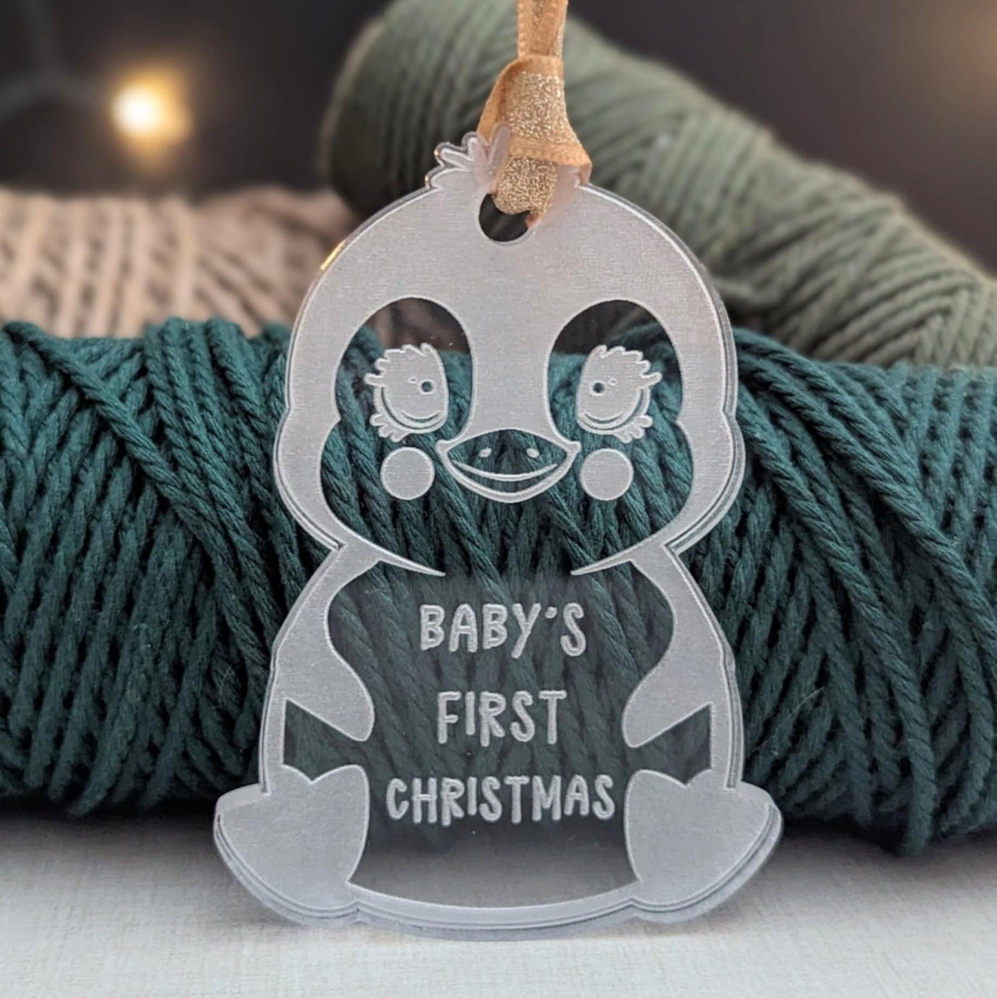 Personalized Baby's First Christmas Penguin Ornament