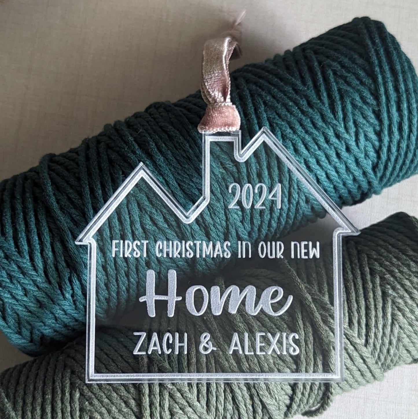 Personalized Clear Acrylic House Shaped Christmas Ornament - First Christmas in Our New Home|