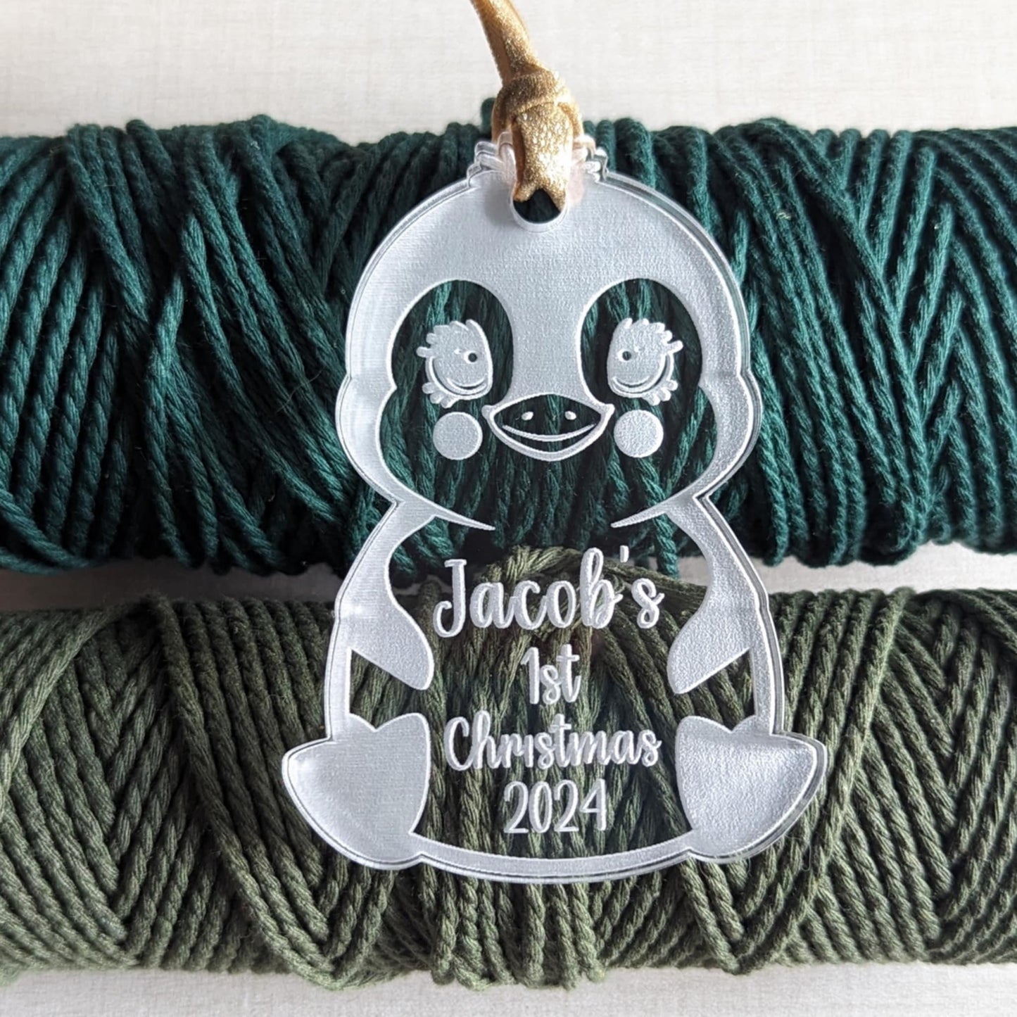 Personalized Baby's First Christmas Penguin Ornament