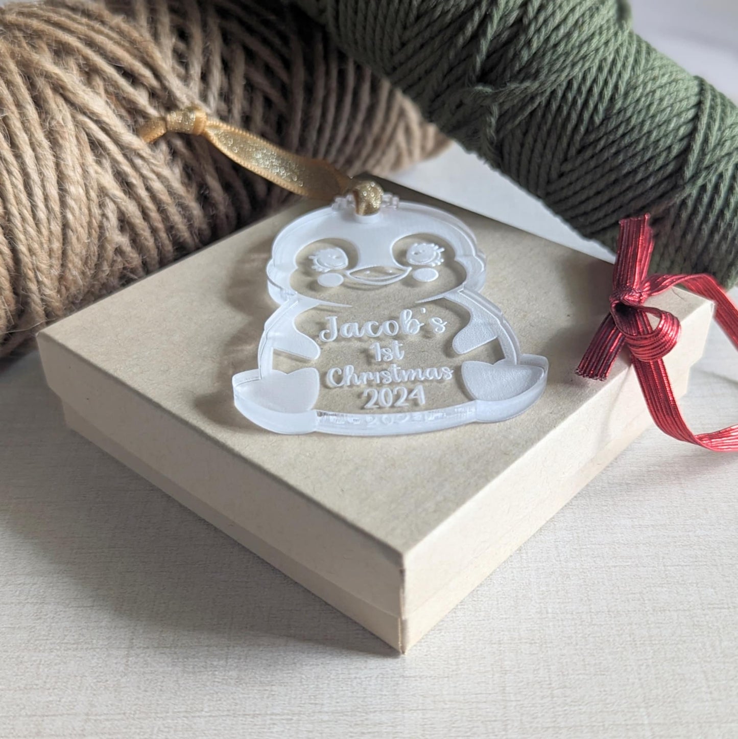 Personalized Baby's First Christmas Penguin Ornament