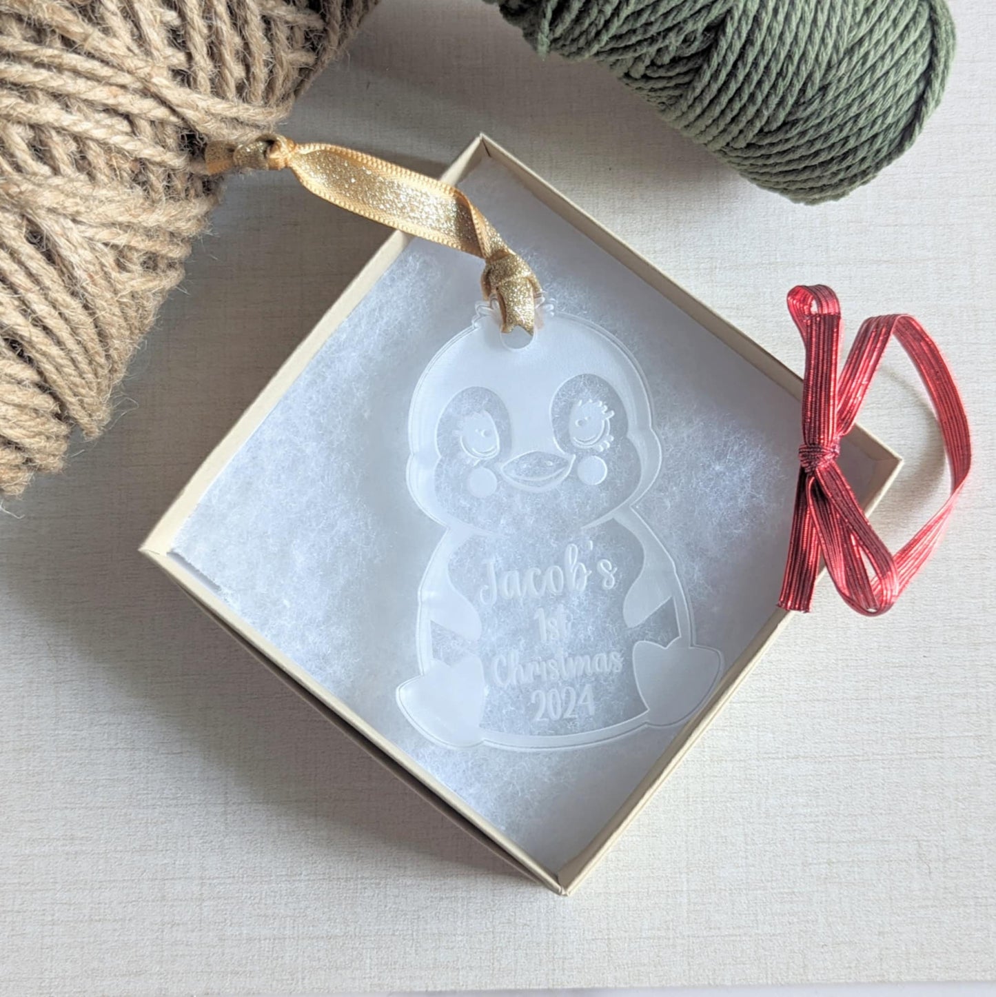Personalized Baby's First Christmas Penguin Ornament