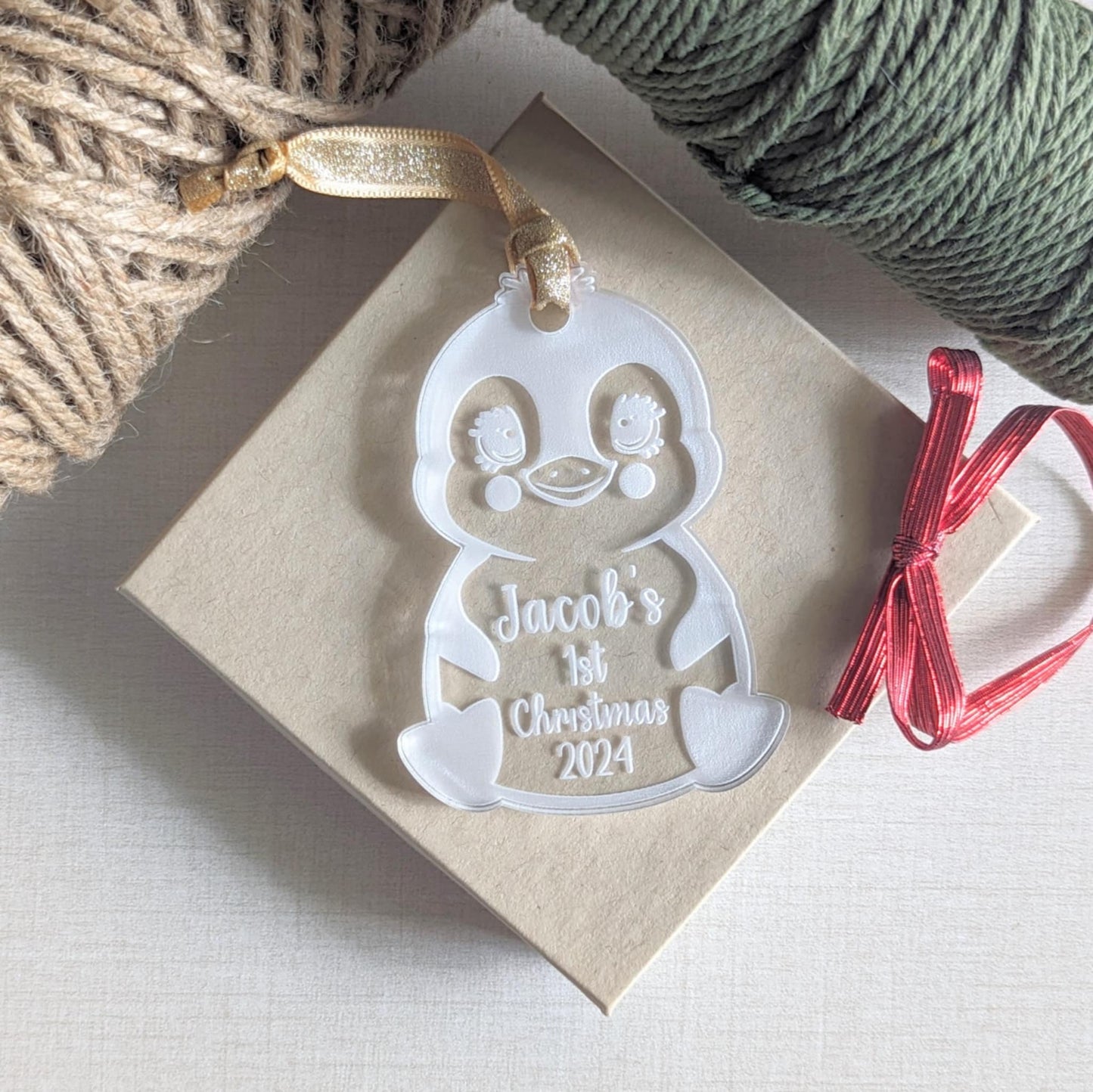 Personalized Baby's First Christmas Penguin Ornament