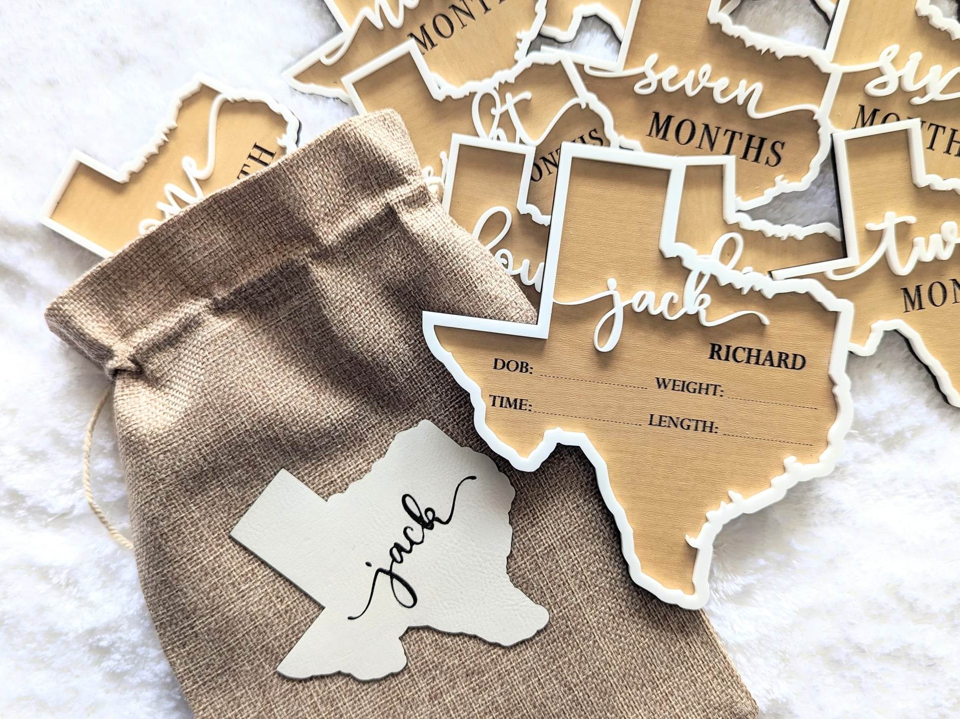 Texas shaped birth announcement phot prop