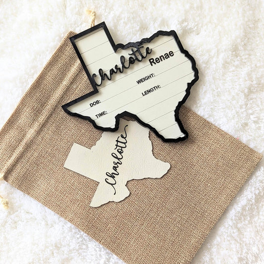 Texas Shaped Baby Announcement Stat