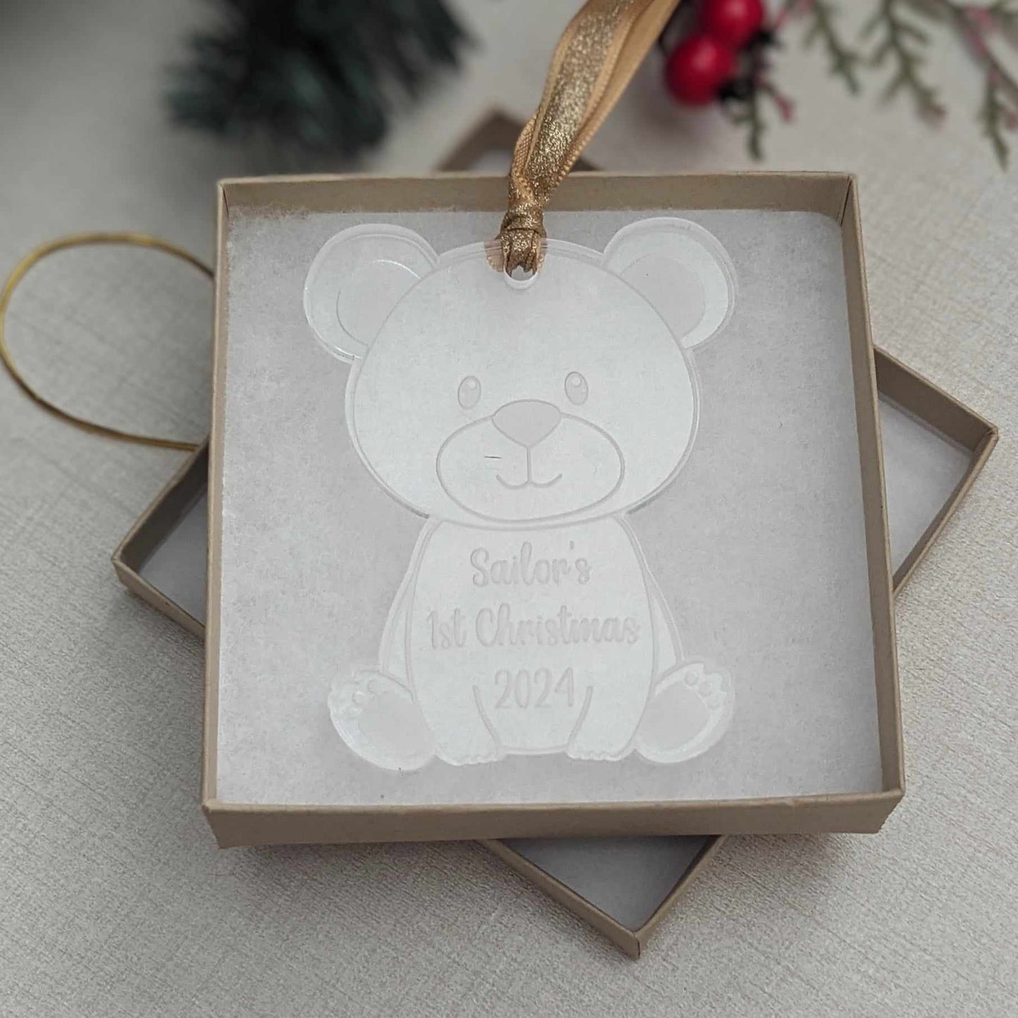 Personalized Baby's First Christmas Bear Ornament