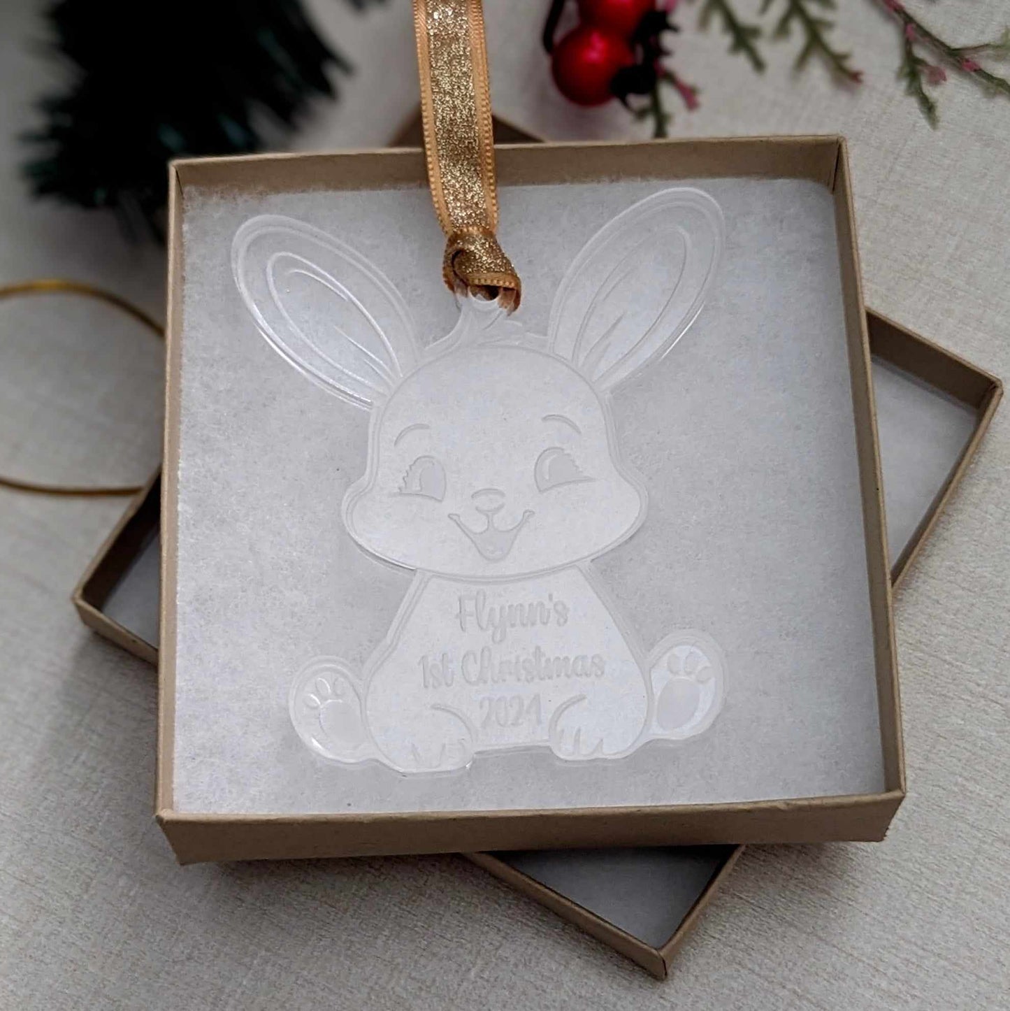 Personalized Baby's First Christmas Bunny Ornament