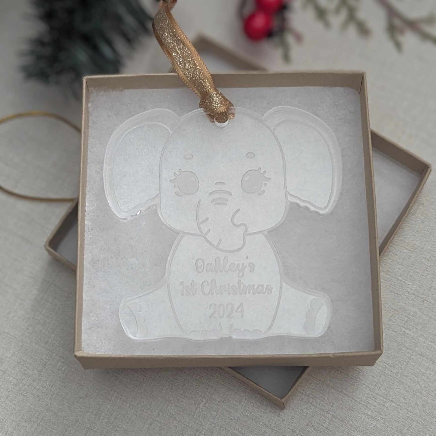 Personalized Baby's First Christmas Elephant Ornament