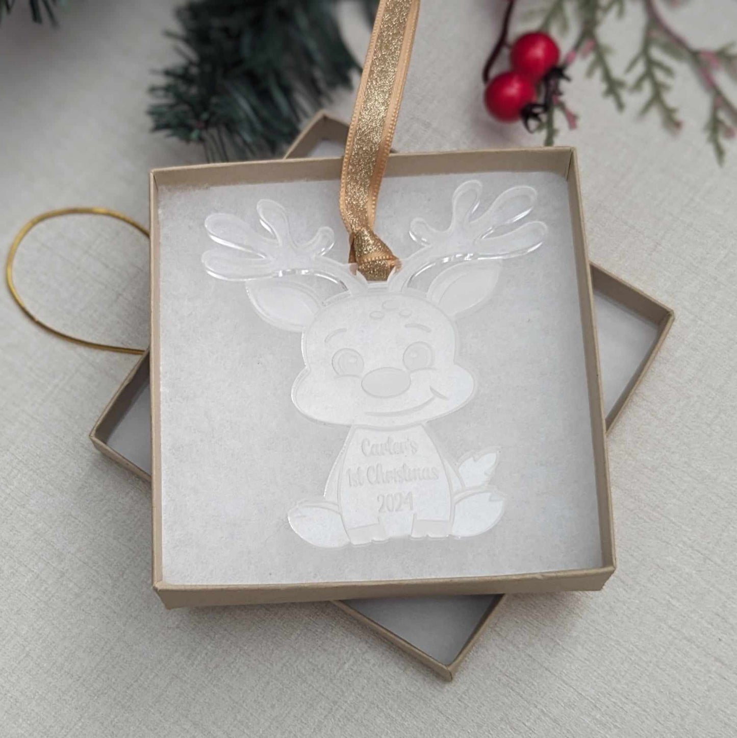 Personalized Baby's First Christmas Reindeer Ornament