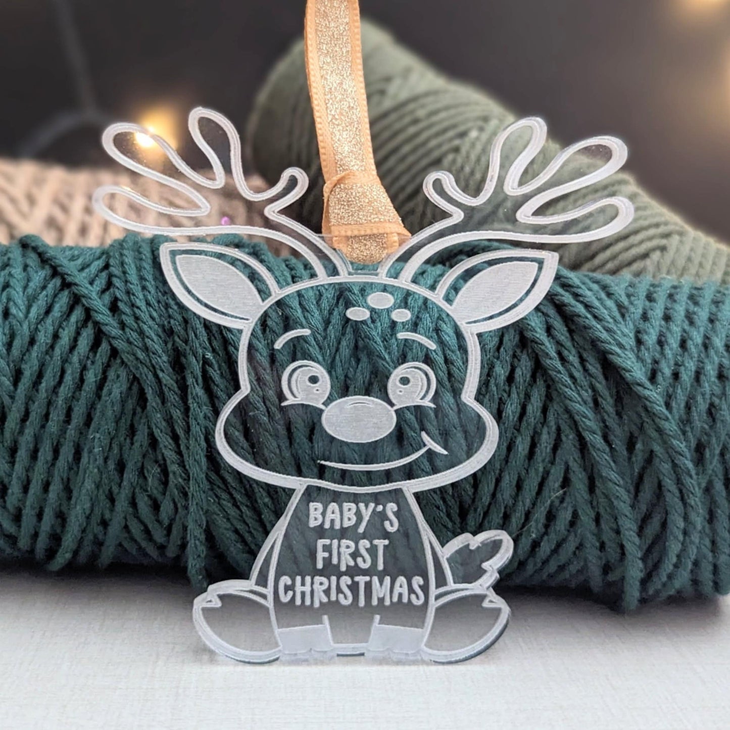 Personalized Baby's First Christmas Reindeer Ornament