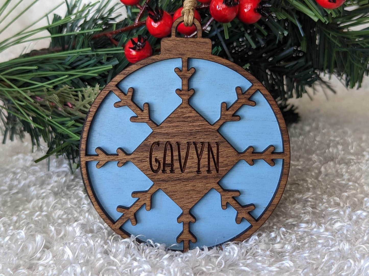 Personalized Laser-Engraved Contemporary Pine Christmas Tree Ornament