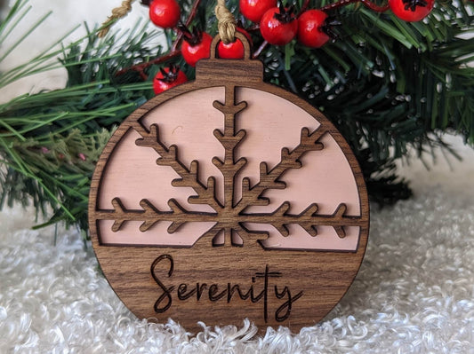 Personalized Laser-Engraved Contemporary Pine Christmas Tree Ornament