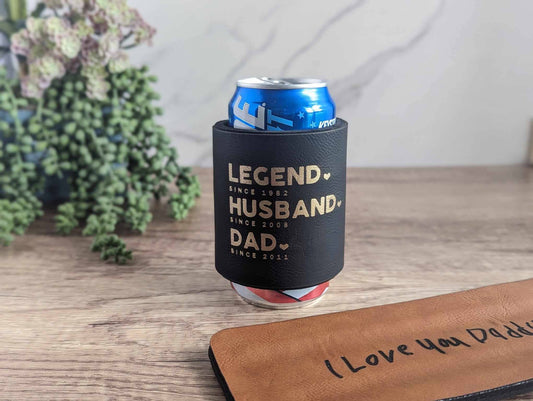 Slap Wrap Neoprene and Leatherette Can Cooler Sleeve For Dads