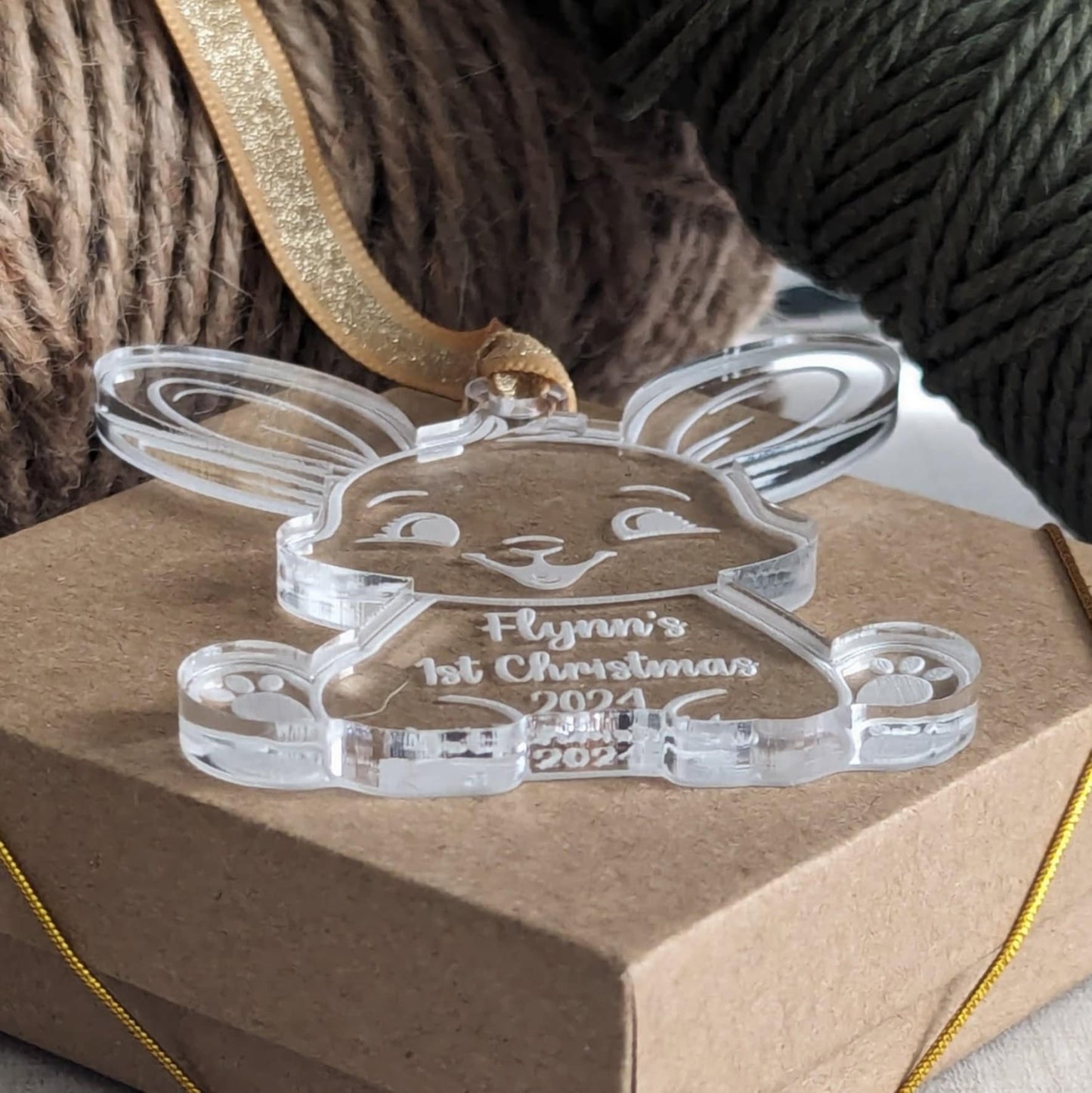 Personalized Baby's First Christmas Bunny Ornament