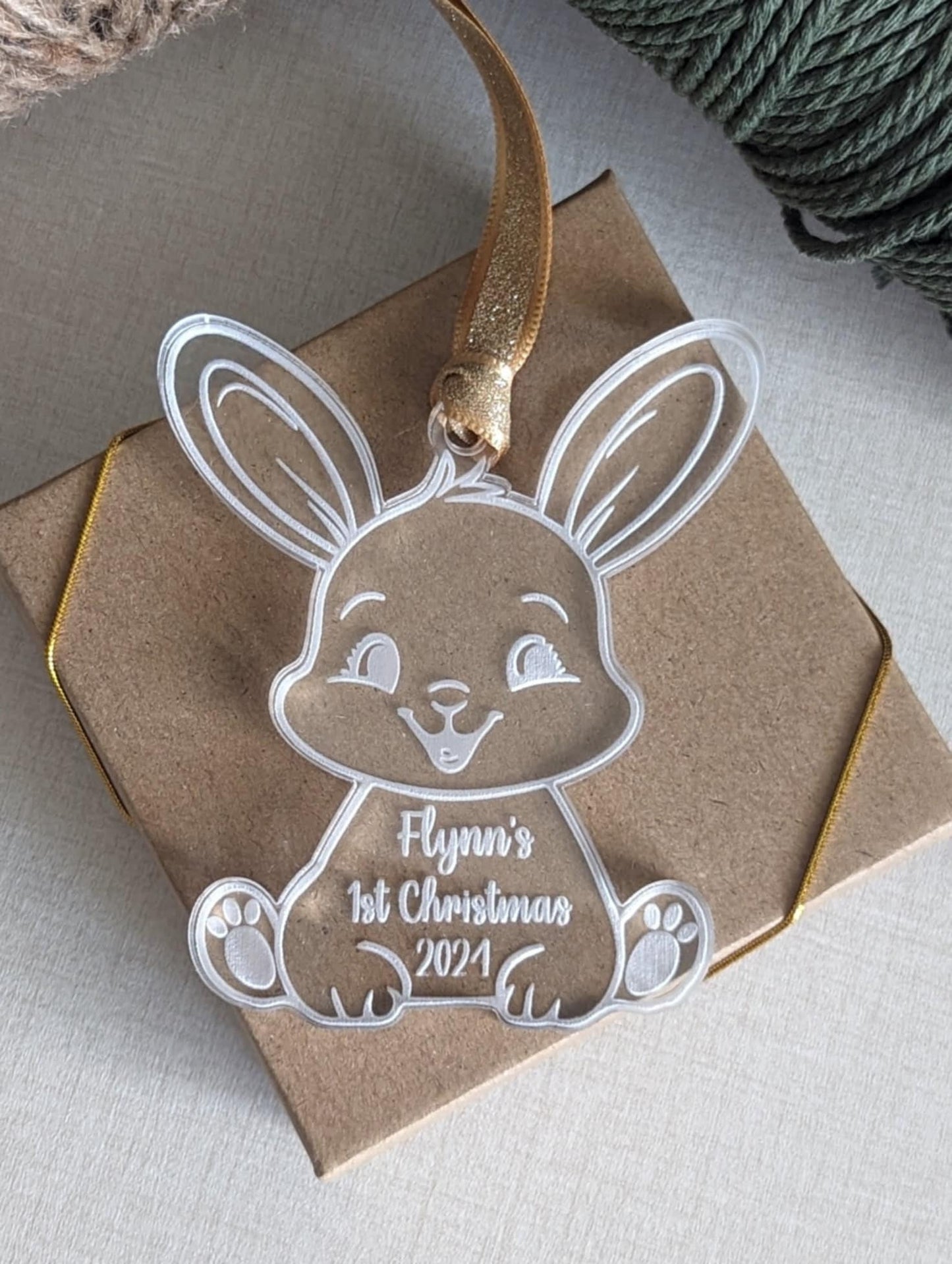 Personalized Baby's First Christmas Bunny Ornament