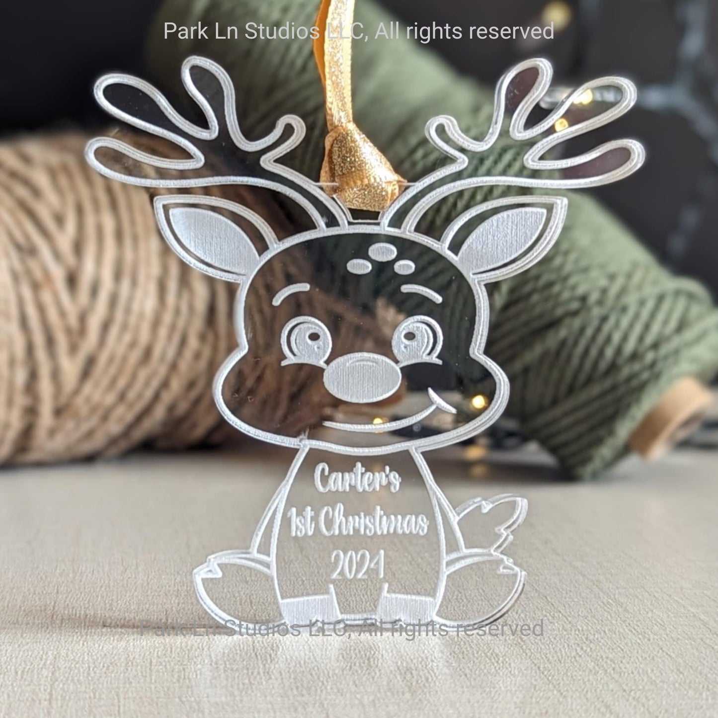 Personalized Baby's First Christmas Reindeer Ornament