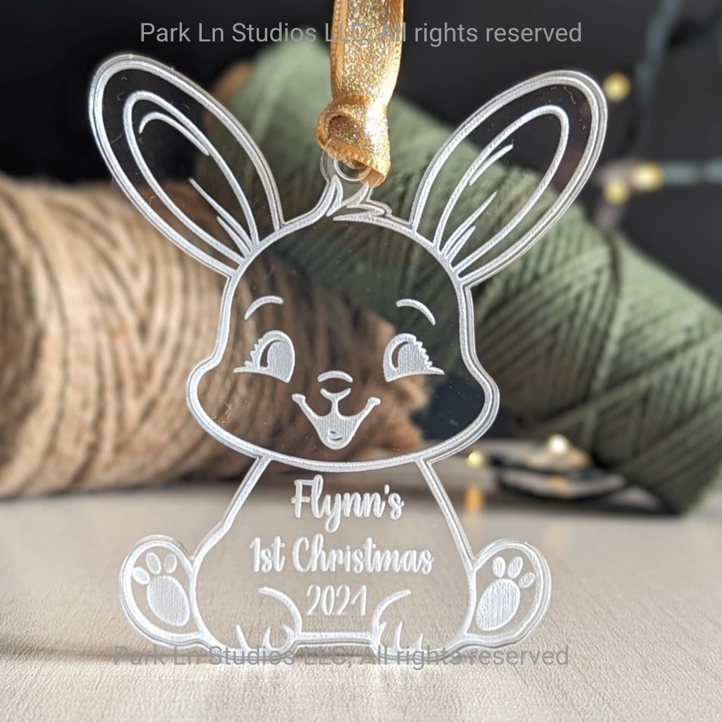 Personalized Baby's First Christmas Bunny Ornament