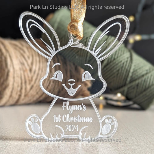 Personalized Baby's First Christmas Bunny Ornament