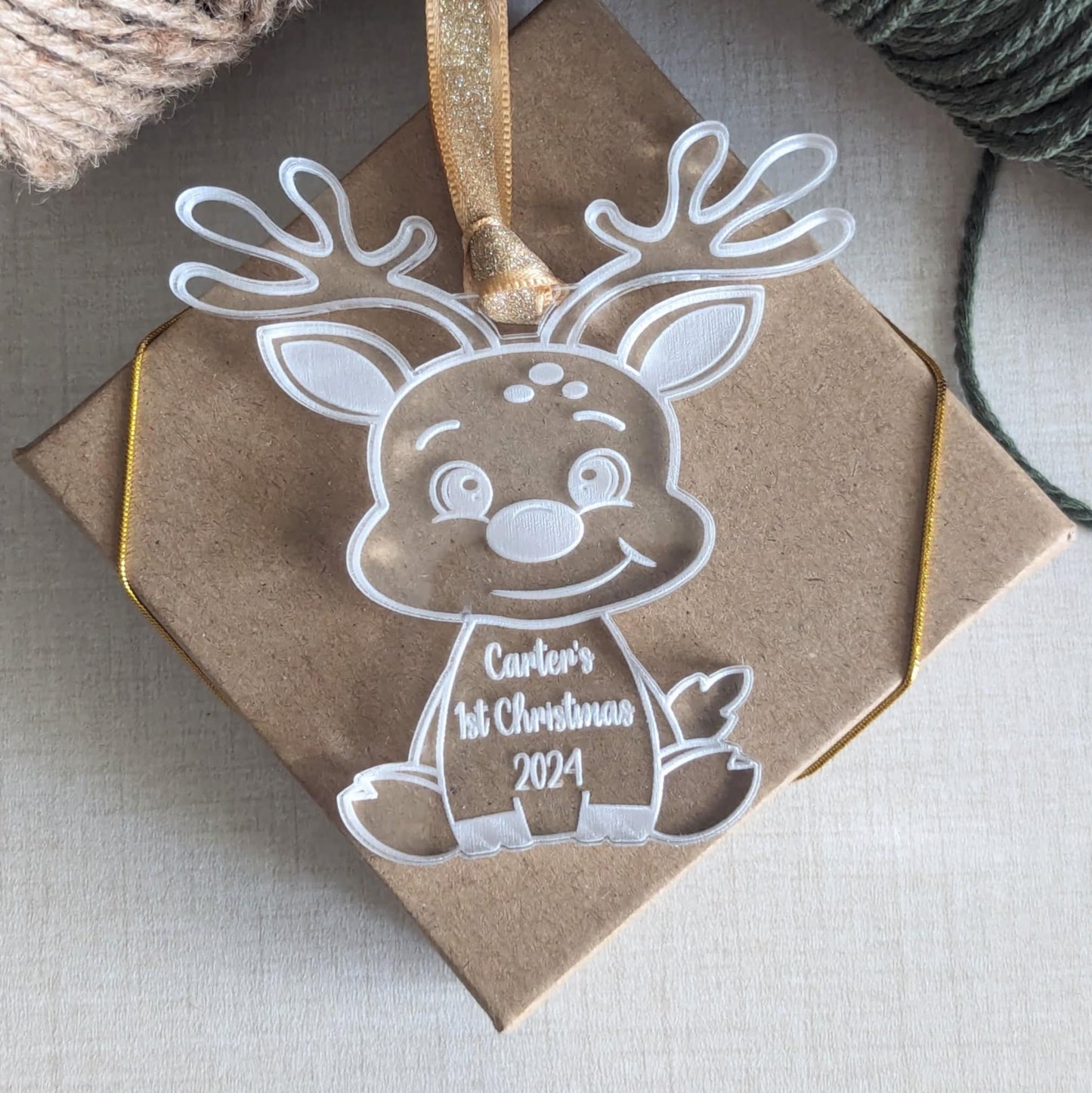 Personalized Baby's First Christmas Reindeer Ornament