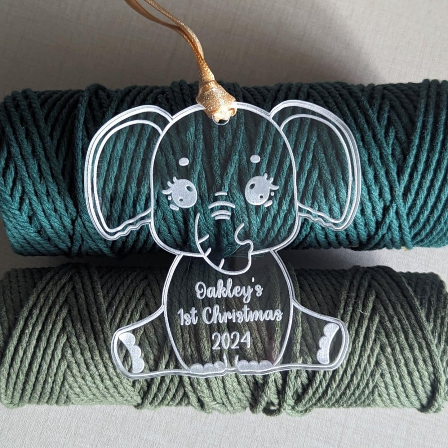 Personalized Baby's First Christmas Elephant Ornament