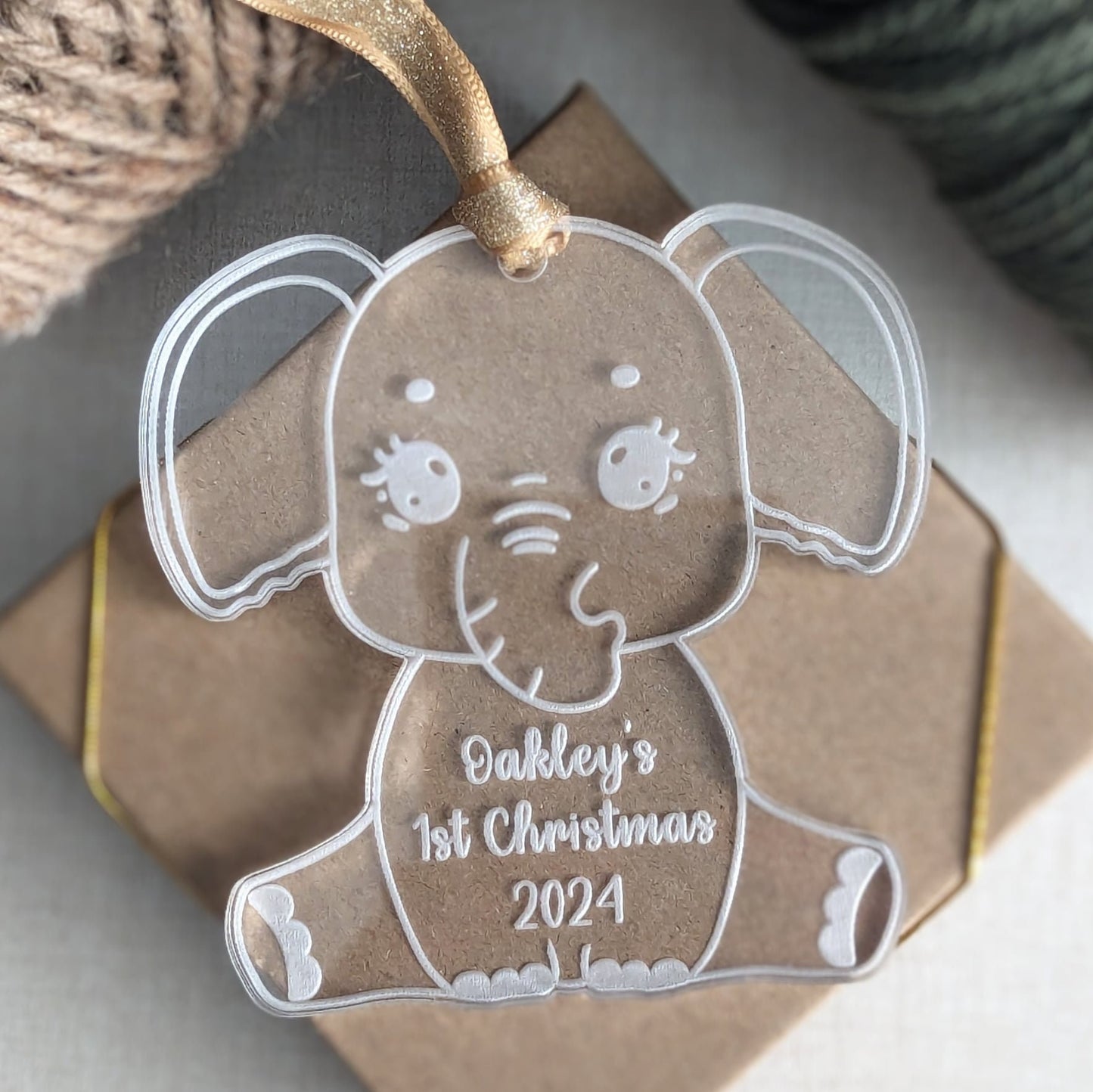 Personalized Baby's First Christmas Elephant Ornament