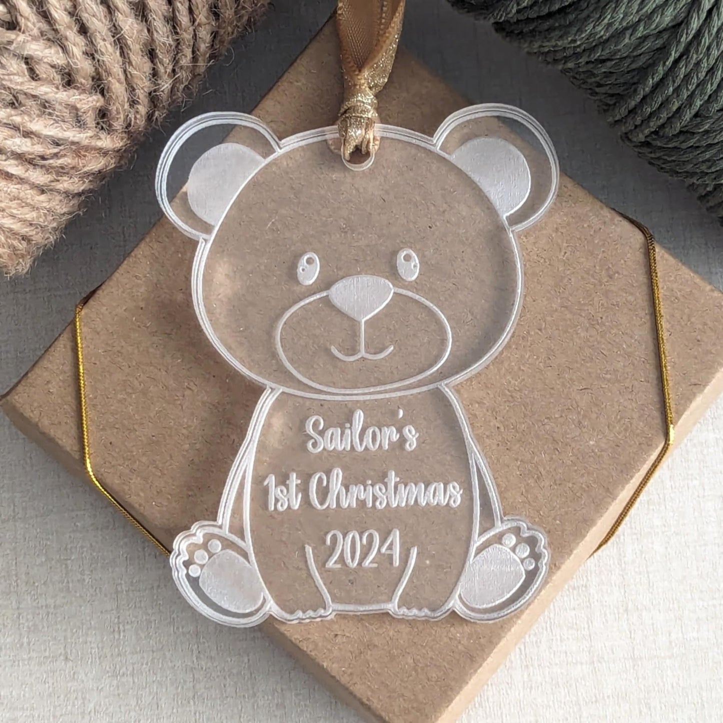 Personalized Baby's First Christmas Bear Ornament