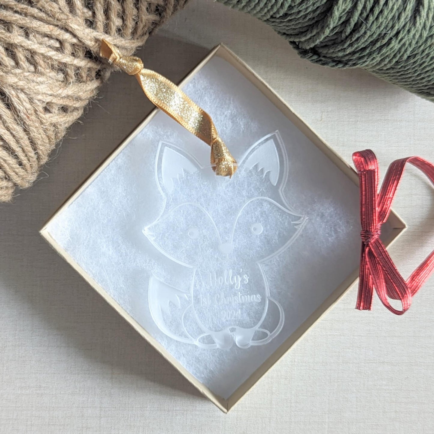 Personalized Baby's First Christmas Fox Ornament