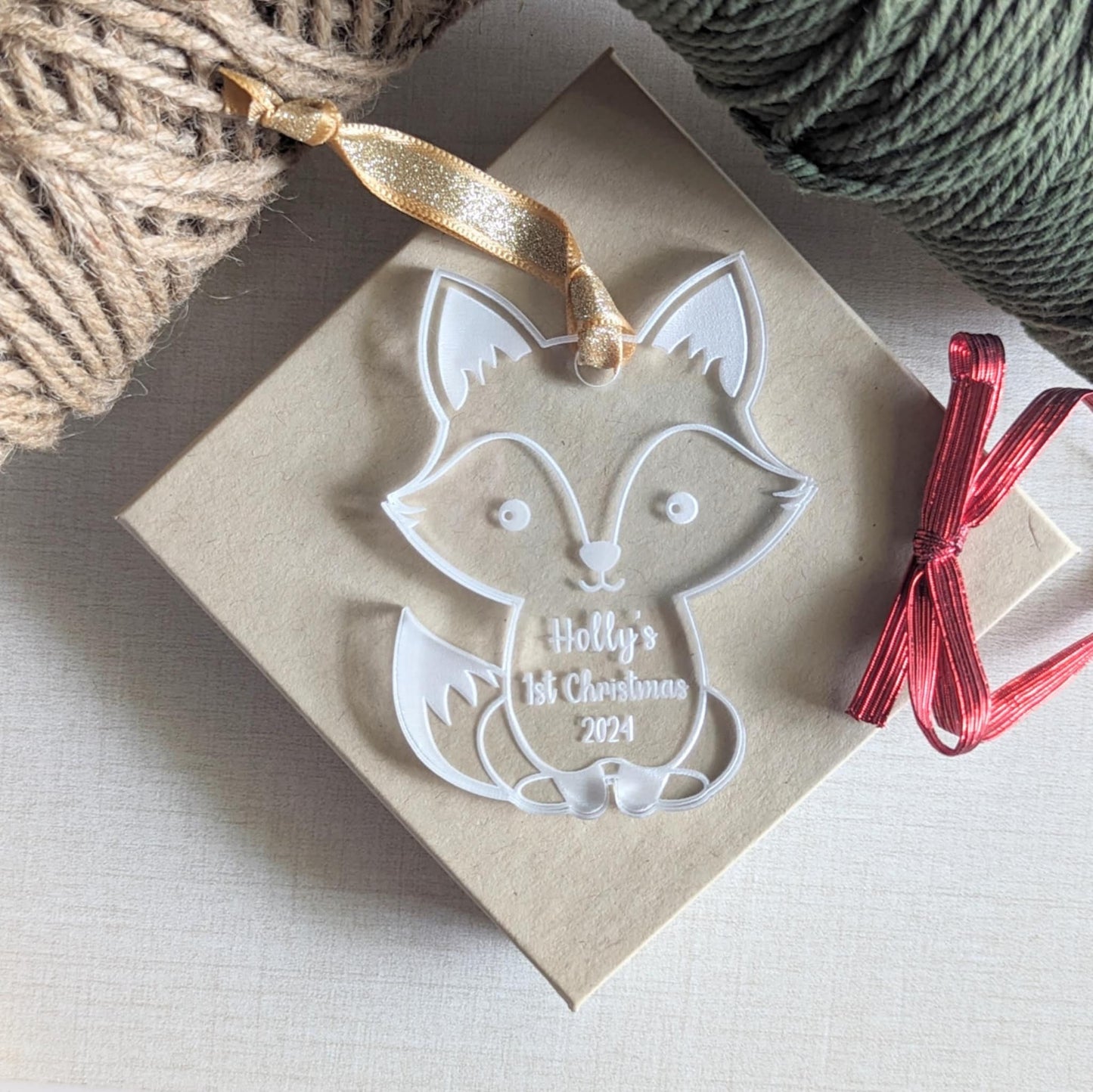 Personalized Baby's First Christmas Fox Ornament